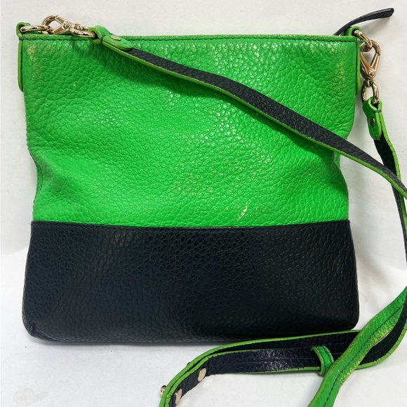 Kate Spade Green and Navy Blue Pebbled Leather Crossbody Bag - Picture 2 of 11